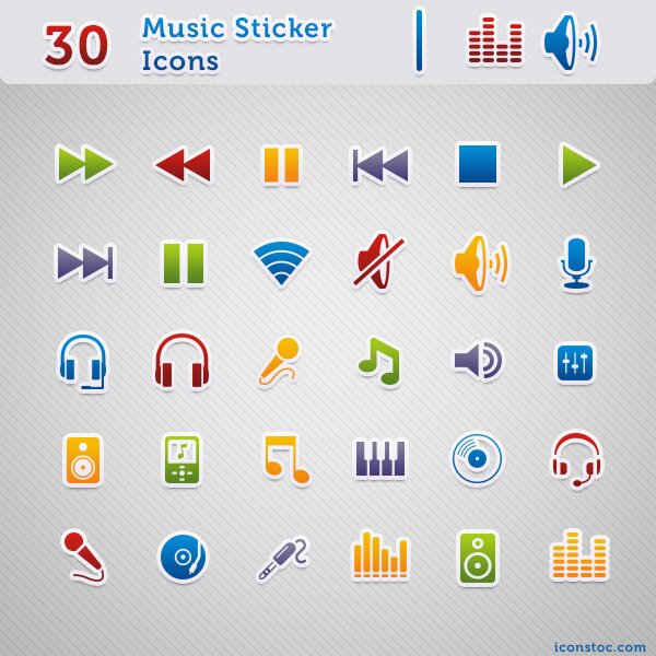 music-icon-sticker-style